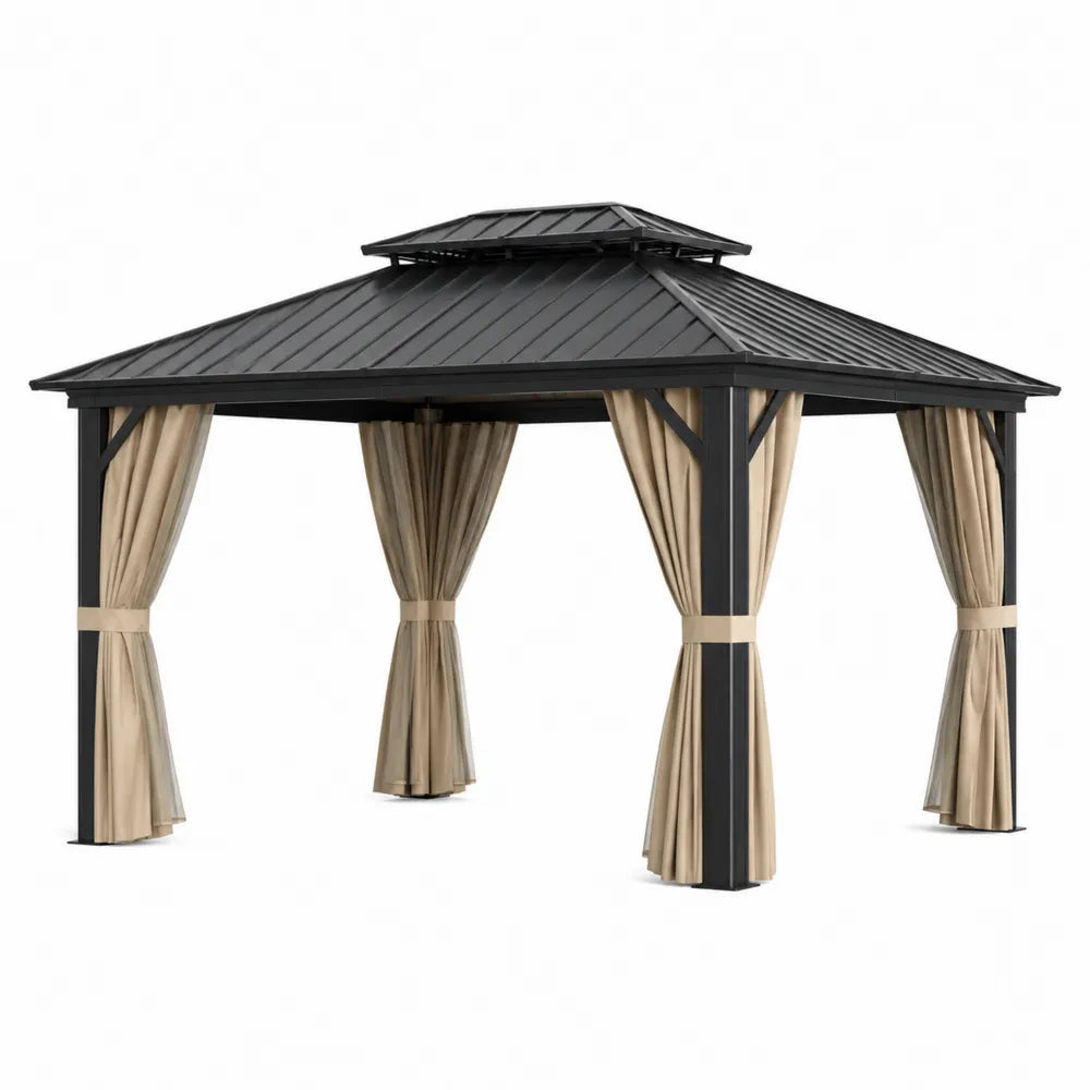Altana aluminiowa z zasłonami 300x400 cm czarna