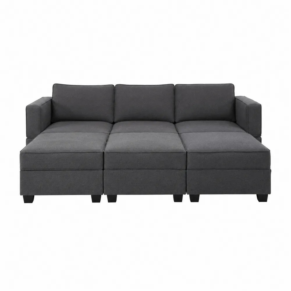 Modułowa sofa z tkaniny poliestrowej, ciemnoszara