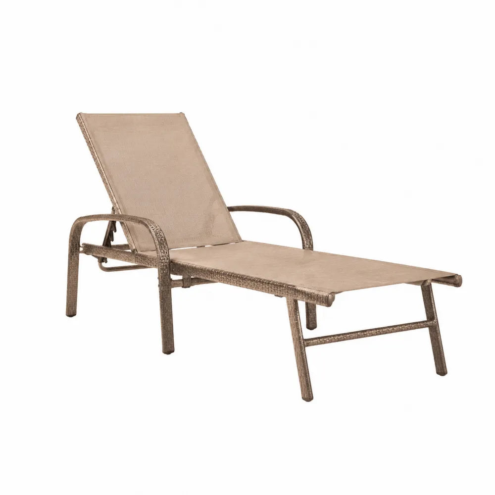 Leżak ogrodowy z aluminium i tkaniny syntetycznej, brązowy, 190cm x 65cm x 35cm