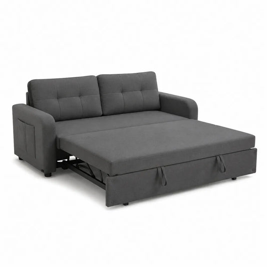 Sofa rozkładana 3-osobowa poliestrowa szara 200x150 cm