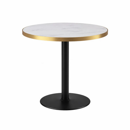 Stolik kawowy okrągły, marmurowy blat, metalowa podstawa, 60 cm