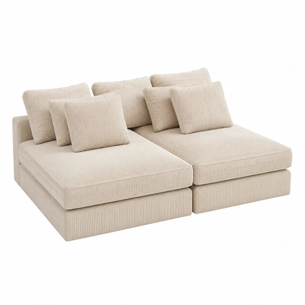 Sofa modułowa sztruksowa beżowa 200 cm