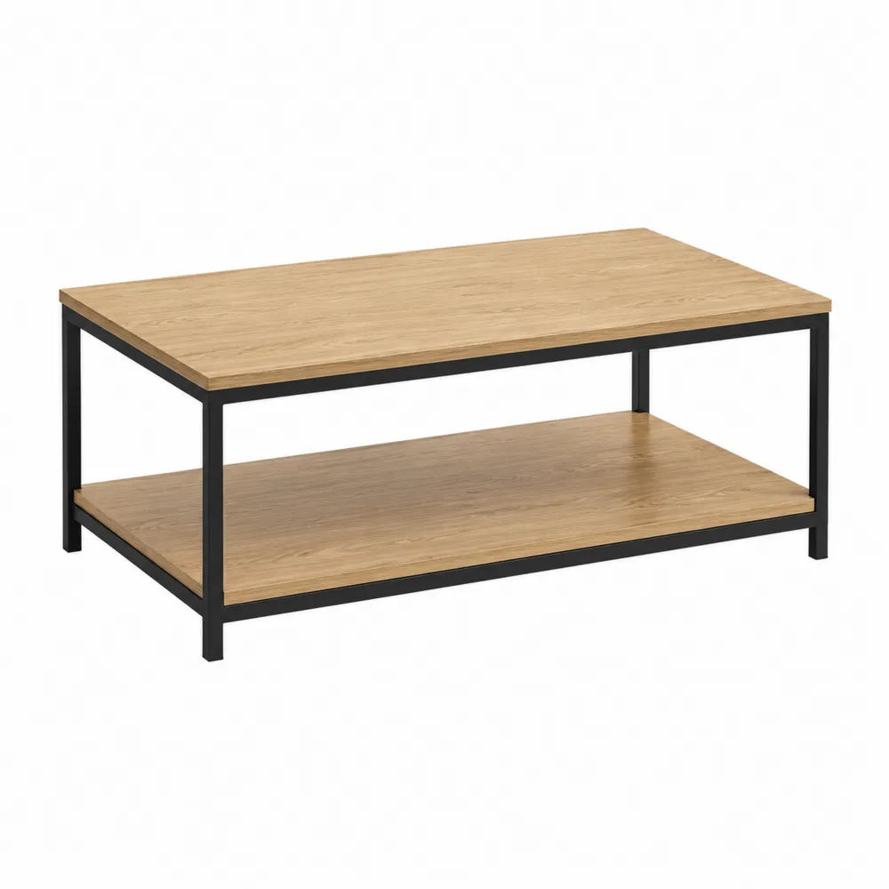 Stolik kawowy z drewna dębowego i metalu 120x60x45 cm