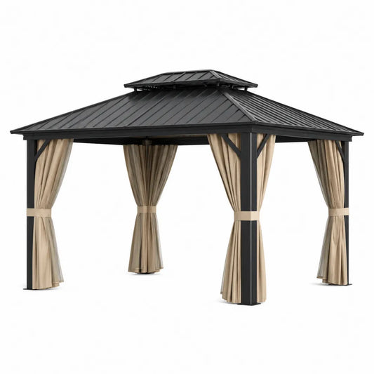 Altana aluminiowa z zasłonami 300x400 cm czarna