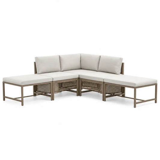 Zestaw narożny do ogrodu z poduszkami z aluminium beżowy