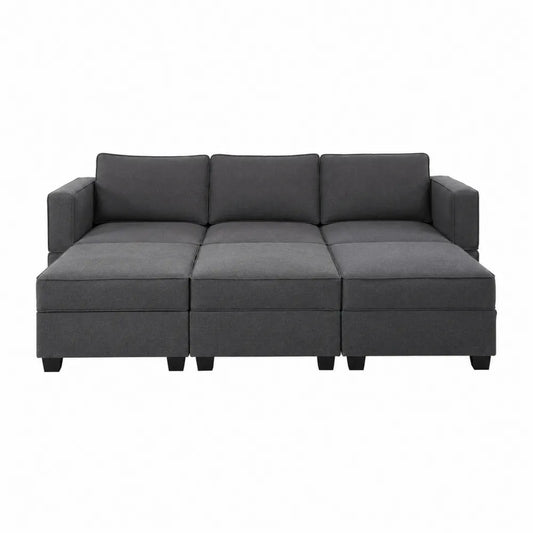 Modułowa sofa z tkaniny poliestrowej, ciemnoszara