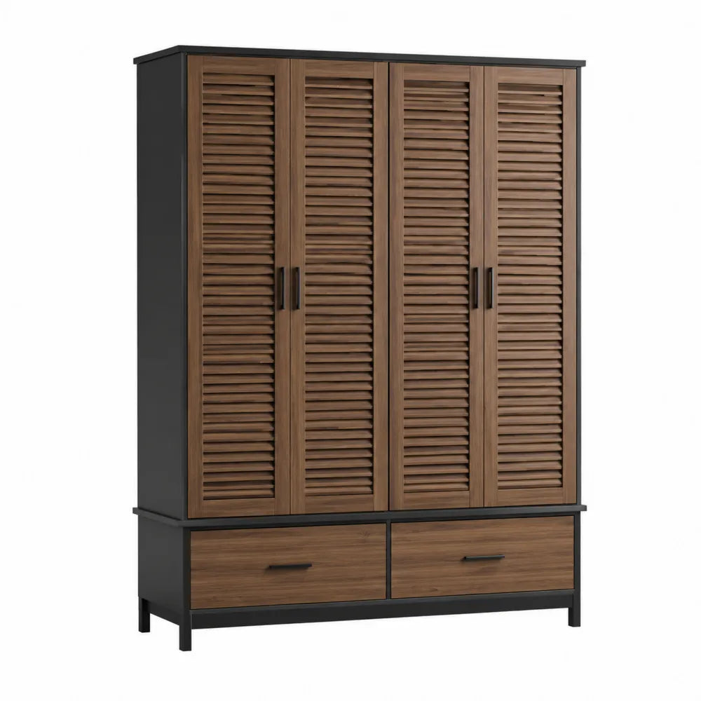 Drewniana szafa z laminatem, brązowa, 200 cm