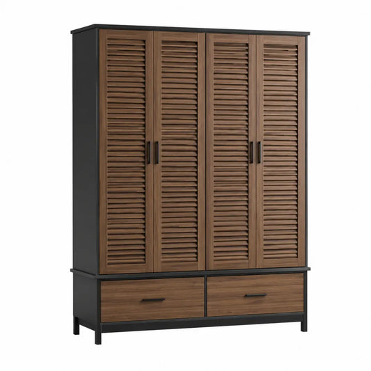 Drewniana szafa z laminatem, brązowa, 200 cm